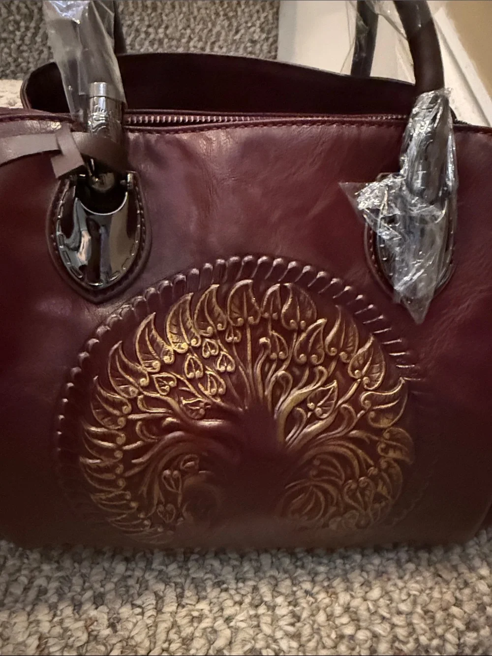 Embossed Tree of Life Handbag